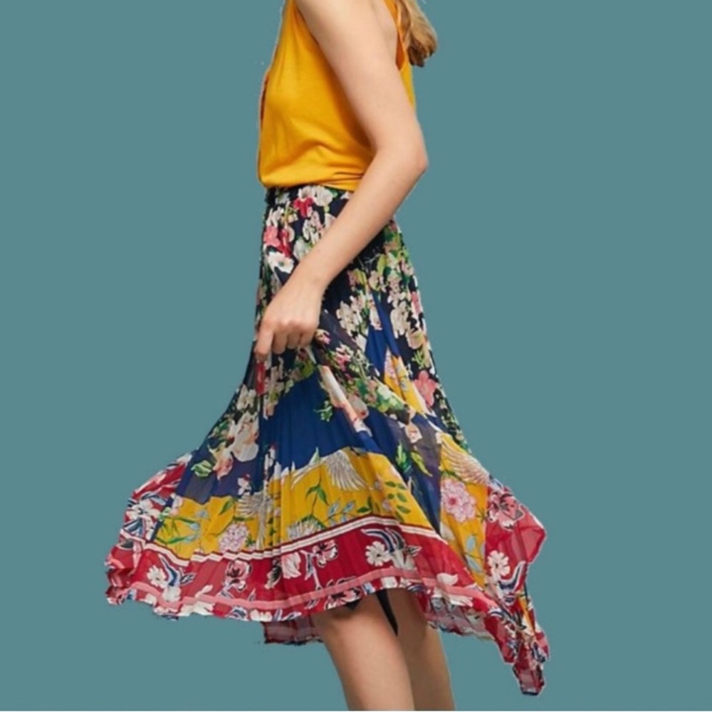 EUC Anthropologie Asymmetrical Floral Skirt